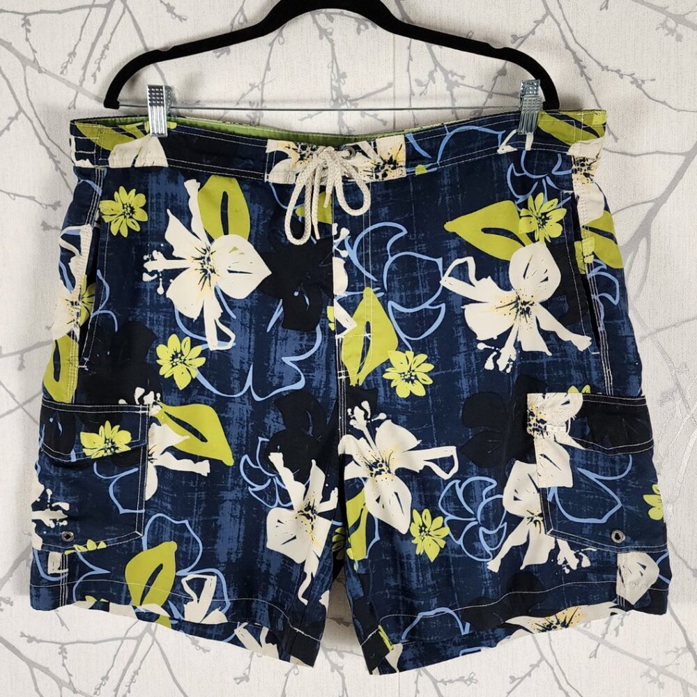 Caribbean Joe Navy Floral Print Boardshorts